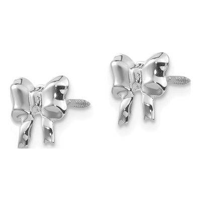 14K White Gold Bow Screwback Stud Earrings – view 3