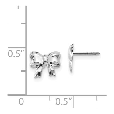 14K White Gold Bow Screwback Stud Earrings – view 5