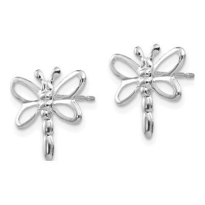 14K White Gold Kids' Dragonfly Stud Earrings – view 3