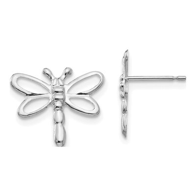 14K White Gold Kids' Dragonfly Stud Earrings