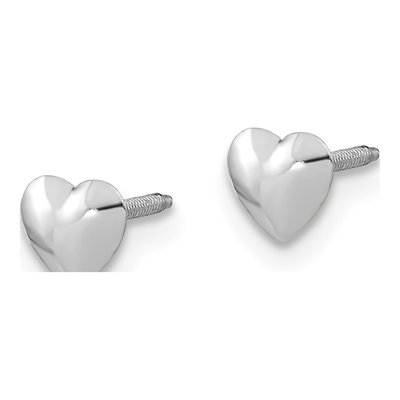 14K White Gold Heart Screwback Stud Earrings – view 3