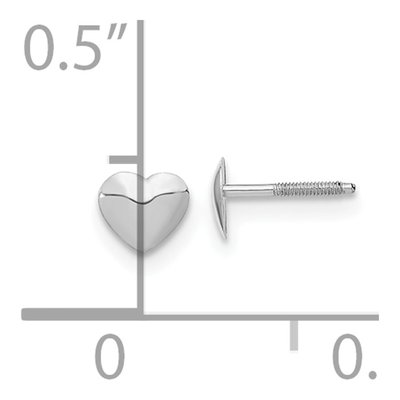 14K White Gold Heart Screwback Stud Earrings – view 4