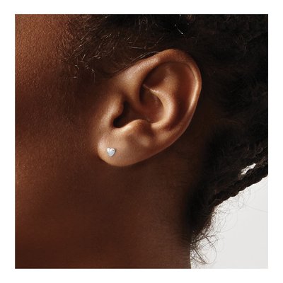 14K White Gold Heart Screwback Stud Earrings – view 5