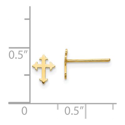 14K Yellow Gold Cross for Girls Stud Earrings – view 5