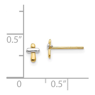 14K Two-Tone Gold Cross Stud Earrings – view 5