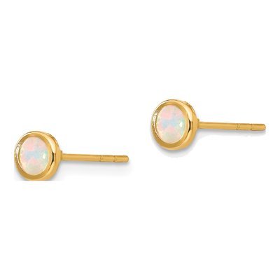 14K Yellow Gold Opal Bezel Stud Earrings – view 2
