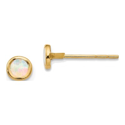 14K Yellow Gold Opal Bezel Stud Earrings