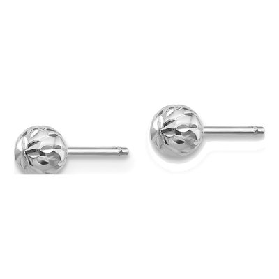 14K White Gold Girls' Diamond-Cut Ball Stud Earrings – view 3