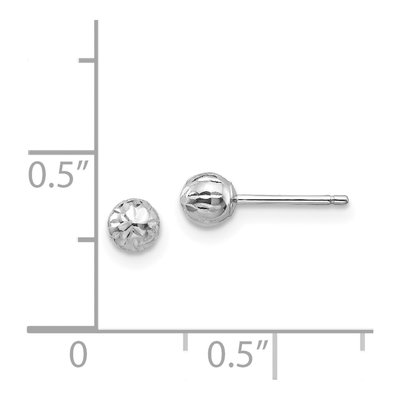 14K White Gold Girls' Diamond-Cut Ball Stud Earrings – view 5