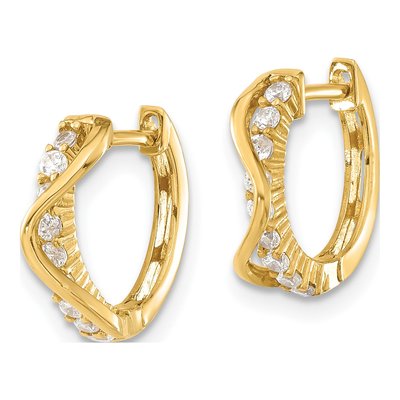 14K Yellow Gold 11mm CZ Girls' Huggie Hoop Earrings – view 2