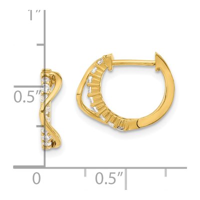 14K Yellow Gold 11mm CZ Girls' Huggie Hoop Earrings – view 3