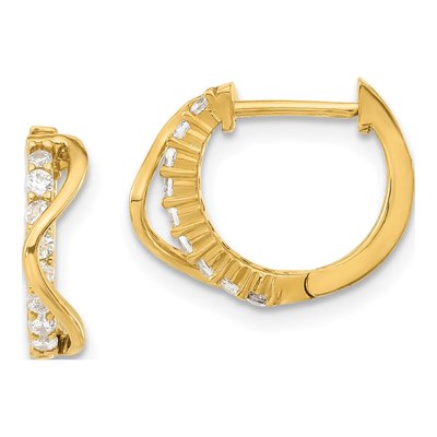 14K Yellow Gold 11mm CZ Girls' Huggie Hoop Earrings