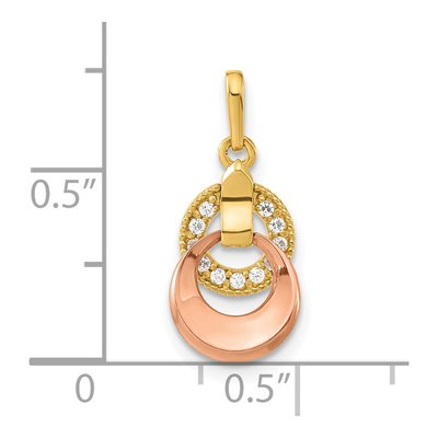 14K Yellow Gold CZ Girls' Circles Pendant – view 3