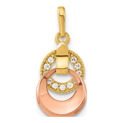 14K Yellow Gold CZ Girls' Circles Pendant