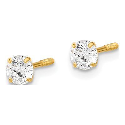 14K Yellow Gold Round CZ Reversible Ball Stud Earrings – view 3