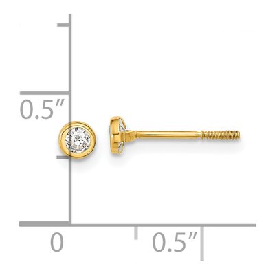14K Yellow Gold Round CZ Bezel Screwback Stud Earrings – view 4