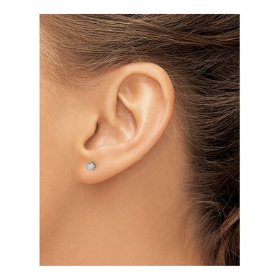14K White Gold Round CZ Bezel Stud Earrings – view 4