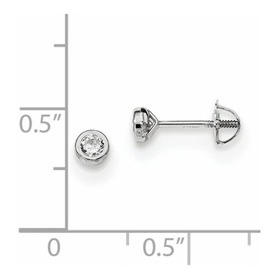 14K White Gold Round CZ Bezel Stud Earrings – view 5