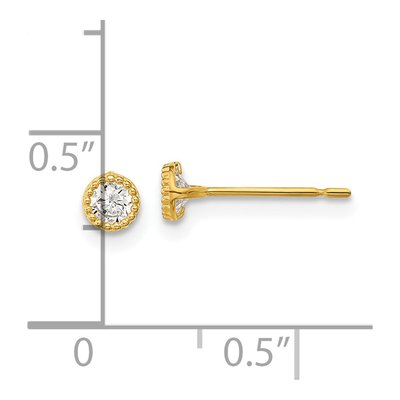 14K Yellow Gold Round CZ Milgrain Bezel Stud Earrings – view 4