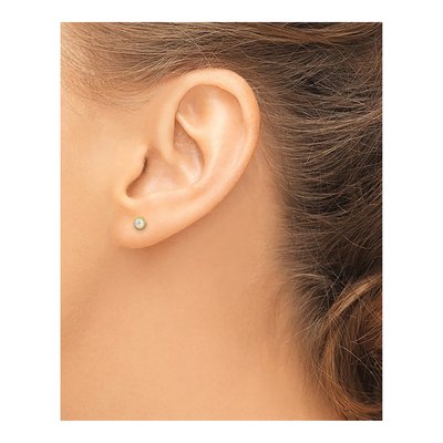 14K Yellow Gold Round CZ Milgrain Bezel Stud Earrings – view 5
