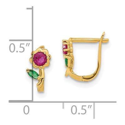 14K Yellow Gold CZ Kids' Flower Dangle Earrings – view 5