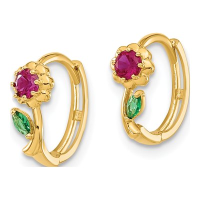 14K Yellow Gold 11mm CZ Kids' Huggie Hoop Earrings – view 3