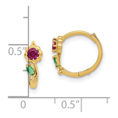 14K Yellow Gold 11mm CZ Kids' Huggie Hoop Earrings – view 5