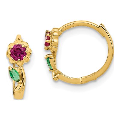 14K Yellow Gold 11mm CZ Kids' Huggie Hoop Earrings