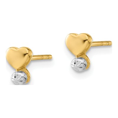 14K Yellow Gold Childrens Heart Stud Earrings – view 2