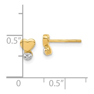 14K Yellow Gold Childrens Heart Stud Earrings – view 3