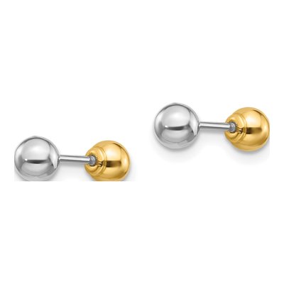 14K Two-Tone Gold Reversible Ball Screwback Stud Earrings – view 2