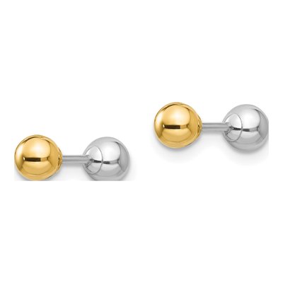 14K Two-Tone Gold Reversible Ball Screwback Stud Earrings – view 4