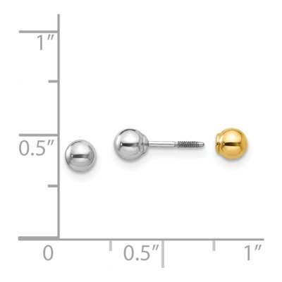 14K Two-Tone Gold Reversible Ball Screwback Stud Earrings – view 5