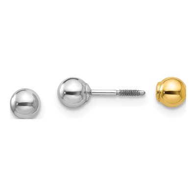 14K Two-Tone Gold Reversible Ball Screwback Stud Earrings
