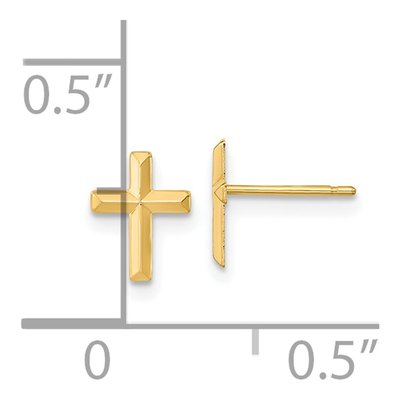 14K Yellow Gold 3-D Cross Kids' Stud Earrings – view 4