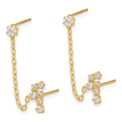 14K Yellow Gold CZ Star Constellation Single Dangle Earring – view 3