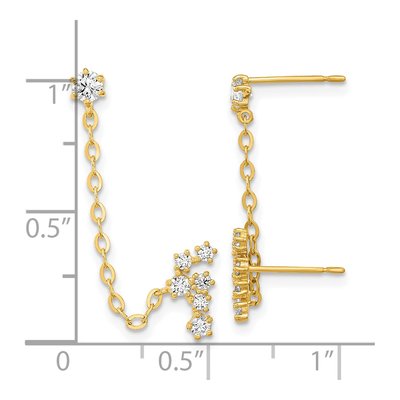 14K Yellow Gold CZ Star Constellation Single Dangle Earring – view 4
