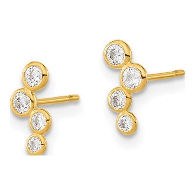 14K Yellow Gold CZ Bezel Dangle Earrings – view 3