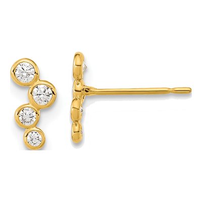 14K Yellow Gold CZ Bezel Dangle Earrings