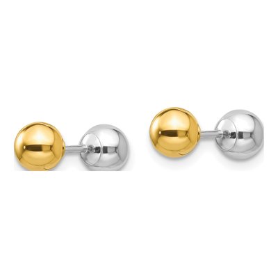 14K Two-Tone Gold Reversible Ball Screwback Stud Earrings – view 3