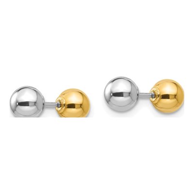 14K Two-Tone Gold Reversible Ball Screwback Stud Earrings – view 5
