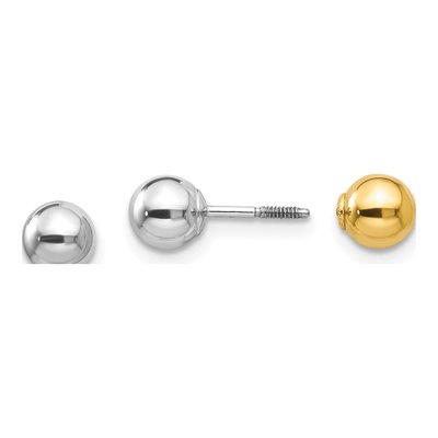 14K Two-Tone Gold Reversible Ball Screwback Stud Earrings