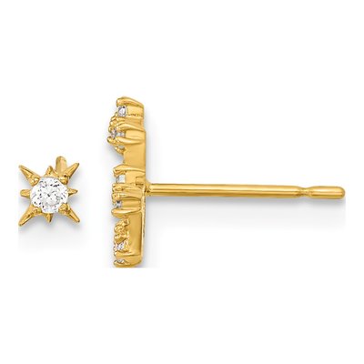 14K Yellow Gold CZ Girls' Star Little Dipper Dangle Earrings – view 3