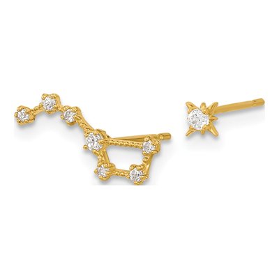 14K Yellow Gold CZ Girls' Star Little Dipper Dangle Earrings – view 7
