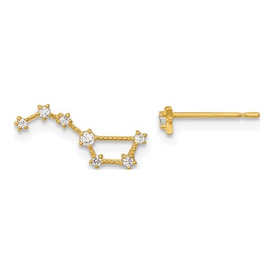 14K Yellow Gold CZ Girls' Star Little Dipper Dangle Earrings