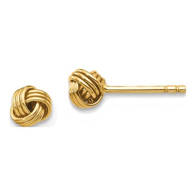 14K Yellow Gold Love Knot Stud Earrings
