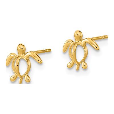 14K Yellow Gold Sea Turtle Stud Earrings – view 3