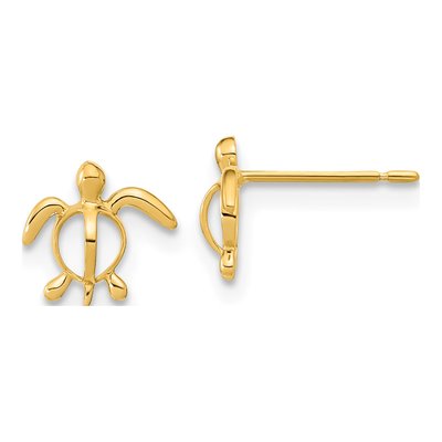 14K Yellow Gold Sea Turtle Stud Earrings