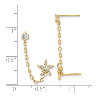 14K Yellow Gold CZ Starfish Single Dangle Earring – view 4