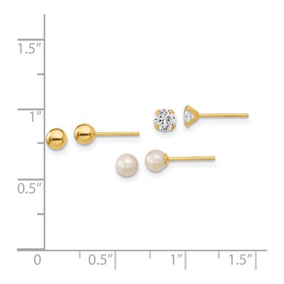 14K Gold 3-Pair Earring Set – view 3